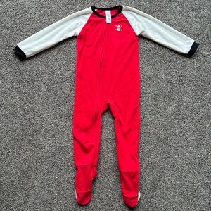 Gerber Unisex Toddler Red/White Snowman Fleece Zip Up Footie Pajamas, Size 4T